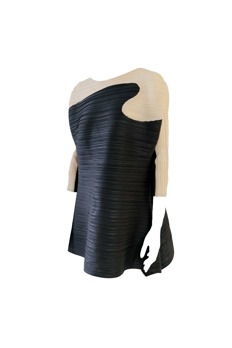 Pleated Dress 010 - Beige+Black