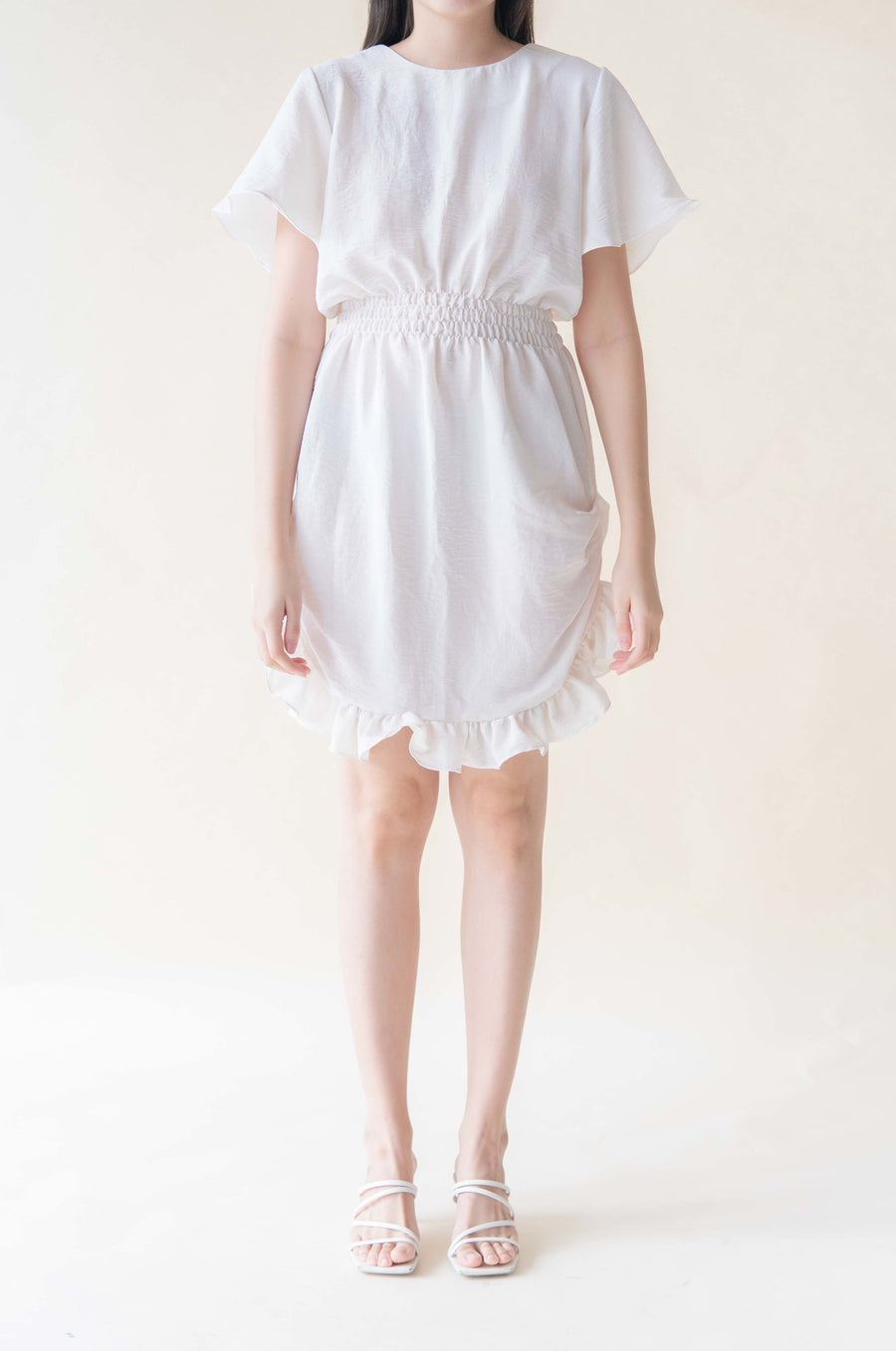 Ruched Dress - White