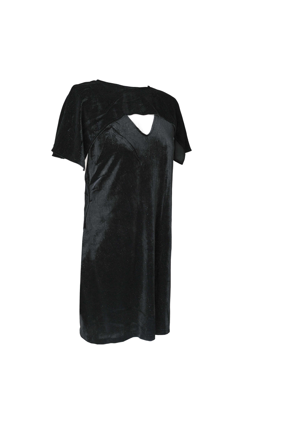 Velvet Cape Dress - Sparkle Black