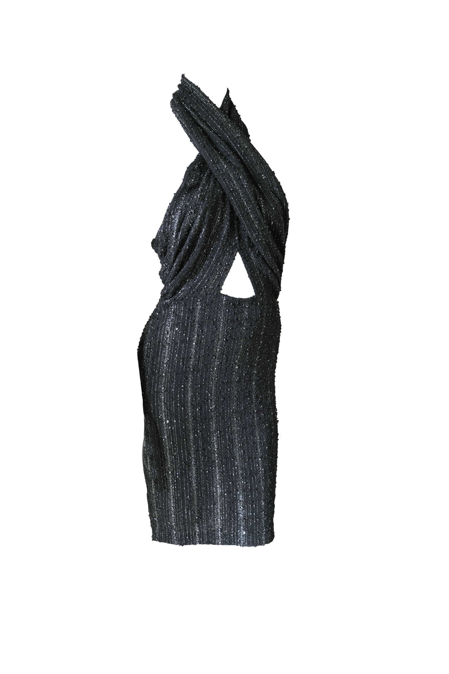 Halter Tweed Dress - Black