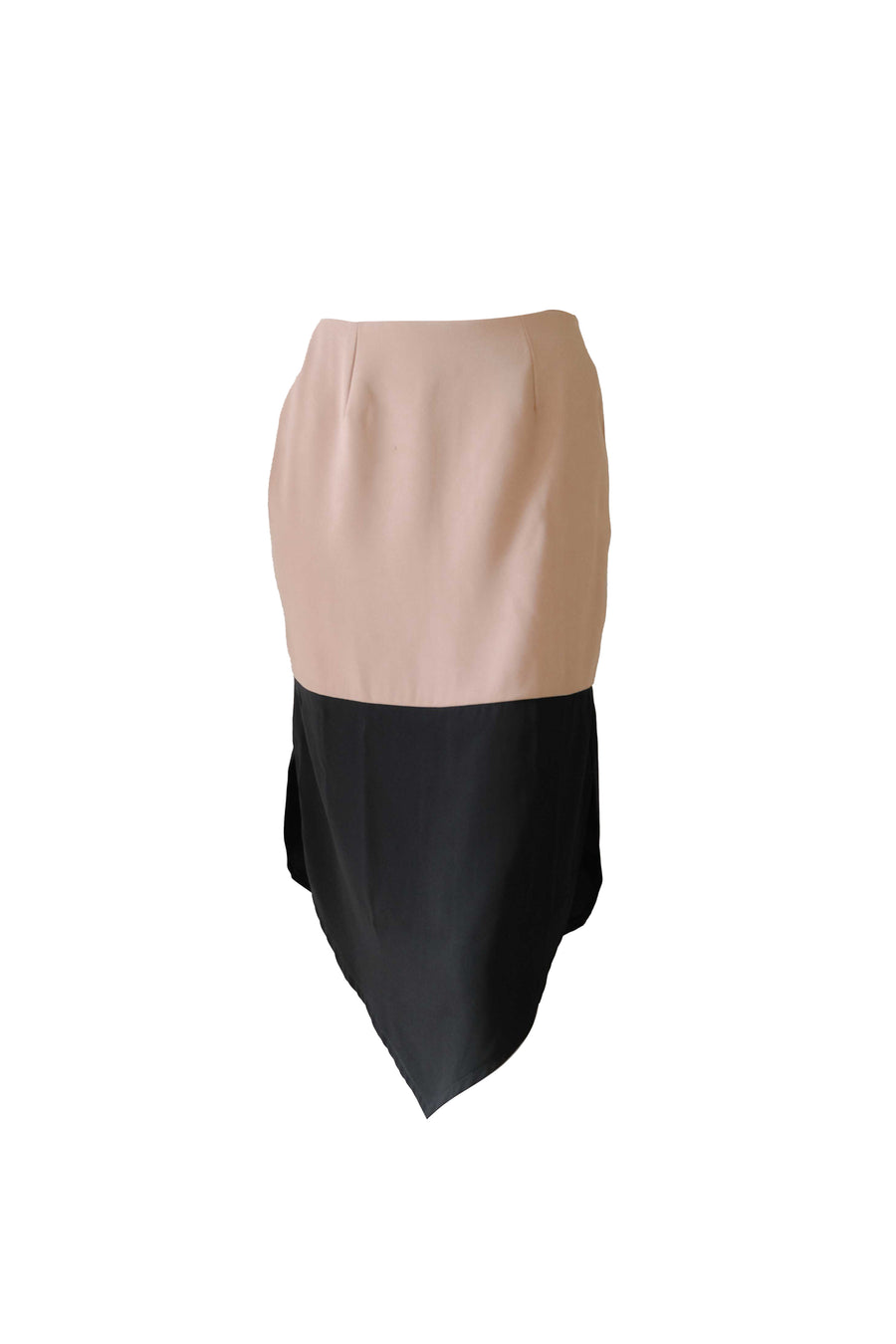 High Waist Bicolor Skirt - Black