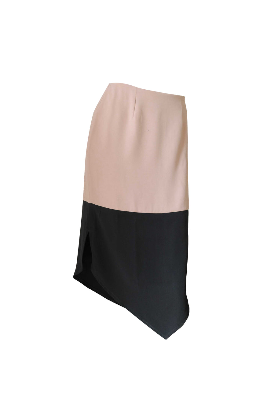 High Waist Bicolor Skirt - Black