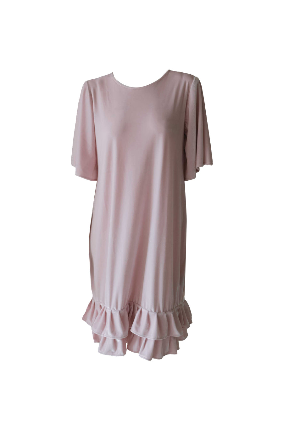 Velvet Ruffled Dress - Pink