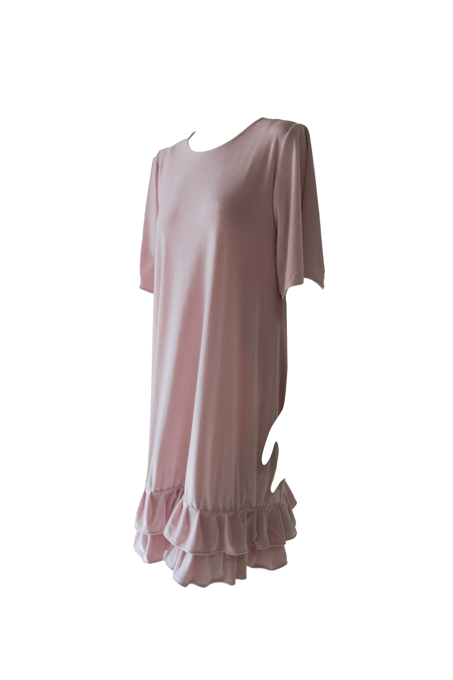 Velvet Ruffled Dress - Pink