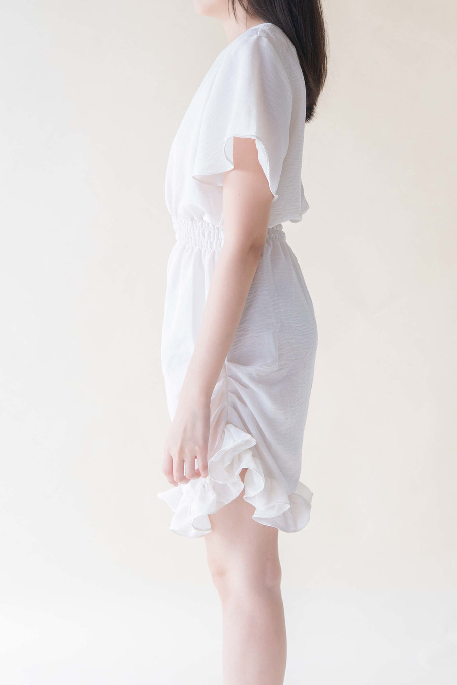Ruched Dress - White